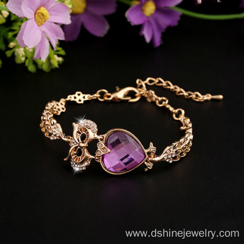 Animal Shaped Crystal Bracelet Owl Bridal Jewellery Bangle